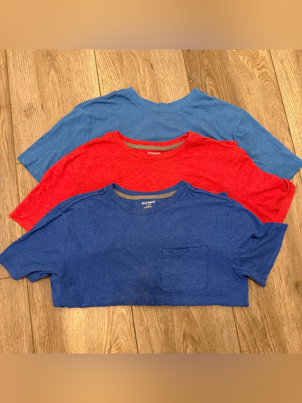 Kids Old Navy 3-Pack Short Sleeve Tees — Blue, Red & Light Blue